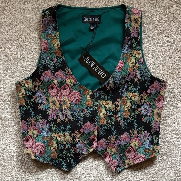 Current Mood Dolls Kill ‘BOHEME GARDEN’ Tapestry OTK Boots Vest SET L/9 NWT - Picture 7 of 13